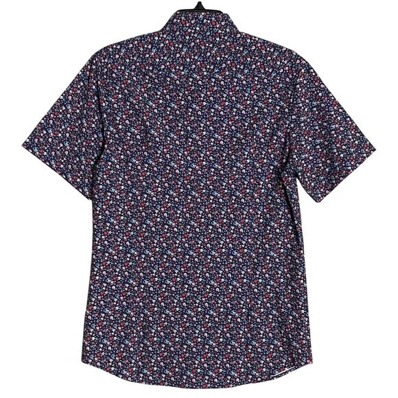 Quieti Performance Men's Shirt Small Short Sleeve Button-Up Navy Blue Floral NEW - Picture 5 of 12